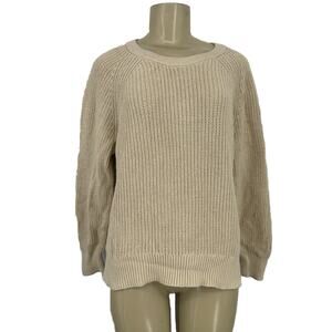 J Crew Medium Women Crewneck Long Sleeves Ribbed Sweater Cotton Short ED7